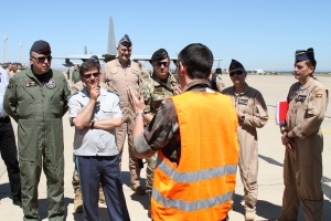 The Commander of the Lithuanian Air Forces, Major General Edvardas Mažeikis (left),  the Commander of the Bulgarian Air Force, Major General Constantin Veselinov Popov and Lieutenant Colonel Jose Almodovar from the Spanish Air Mobility Command, Exercise Director for EATT13 (right), listen in to a brief from the German Air Force © Karl Drage - www.globalaviationresource.com