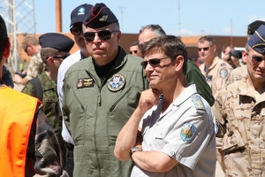 The Commander of the Lithuanian Air Forces, Major General Edvardas Mažeikis (left), and the Commander of the Bulgarian Air Force, Major General Constantin Veselinov Popov (right), listen in to a brief from the German Air Force © Karl Drage - www.globalaviationresource.com