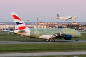 BA\'s third aircraft, to become G-XLEC, seen at Toulouse undergoing rejected take-off trials in March 2013 © Karl Drage - www.globalaviationresource.com