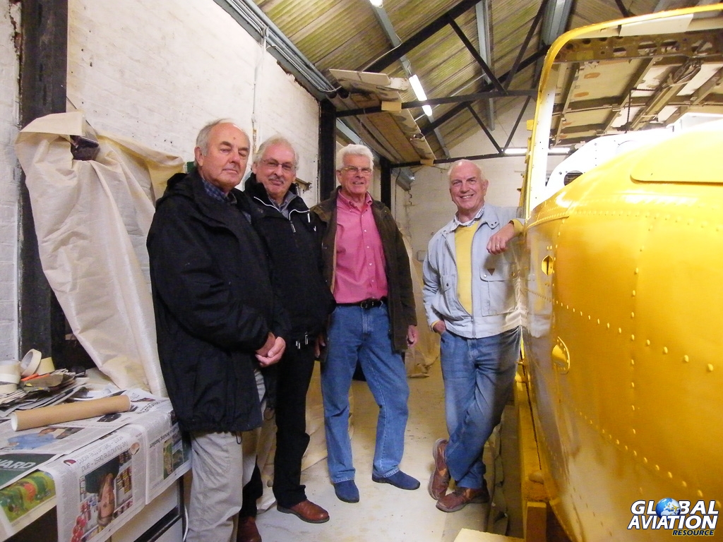 BNAPS Trustees, left to right Bob Wealthy, Peter Graham, Bob Wilson and Guy Palmer, view VCN’s painted fuselage October 2014 © Bob Wealthy