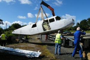17 July 2010 fuselage loading operations in progress in B-N car park, July, 2010.  © Bob Wealthy Collection
