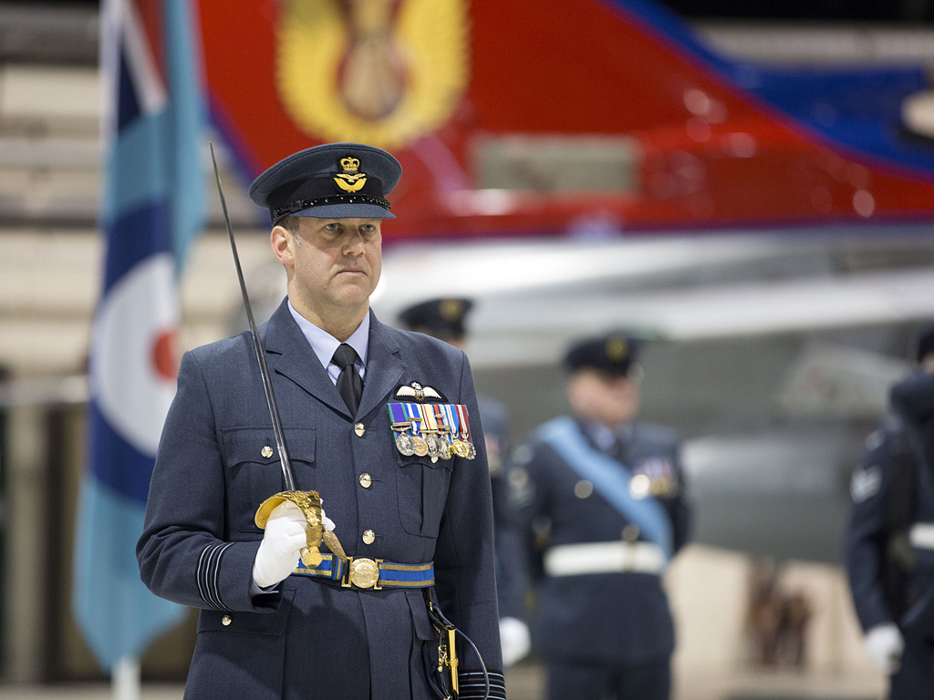 Wg Cdr Jon Nixon on parade © Crown Copyright / RAF Lossiemouth